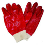 PVC Red Rough Palm Heavy Duty Glove Knit wrist