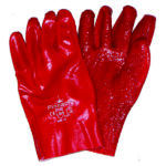 PVC Red Rough Palm Heavy Duty Glove, Open cuff 27cm