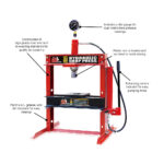 BIG RED HYDRAULIC PRESS W GAUGE 12 TON